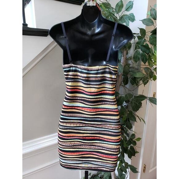Jacaranda Bodycon Dress Womens Multi Striped Stretch Spaghetti Strap Scoop Neck - Picture 4 of 11